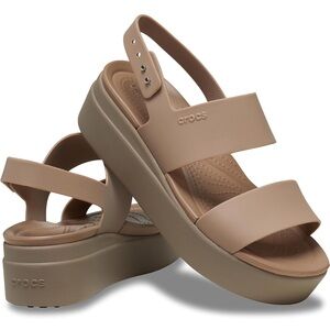 CROCS Tan Platform Sandals with Adjustable Straps